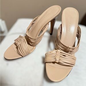 Jenni Kayne Leather Nude Cream Sandal Heels